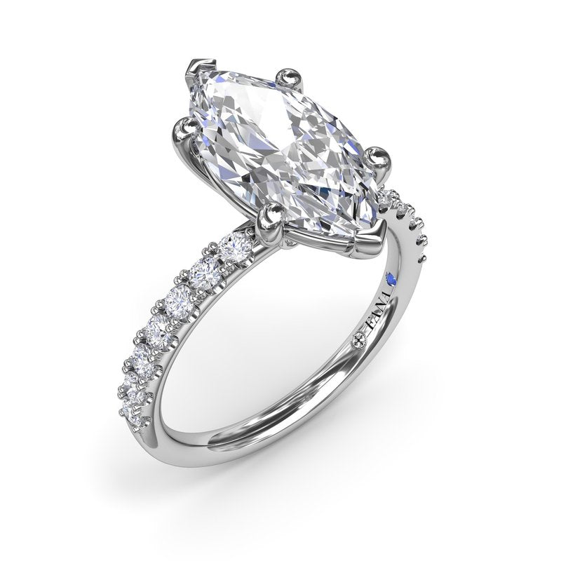 14K White Gold Diamond Semi-Mount Ring