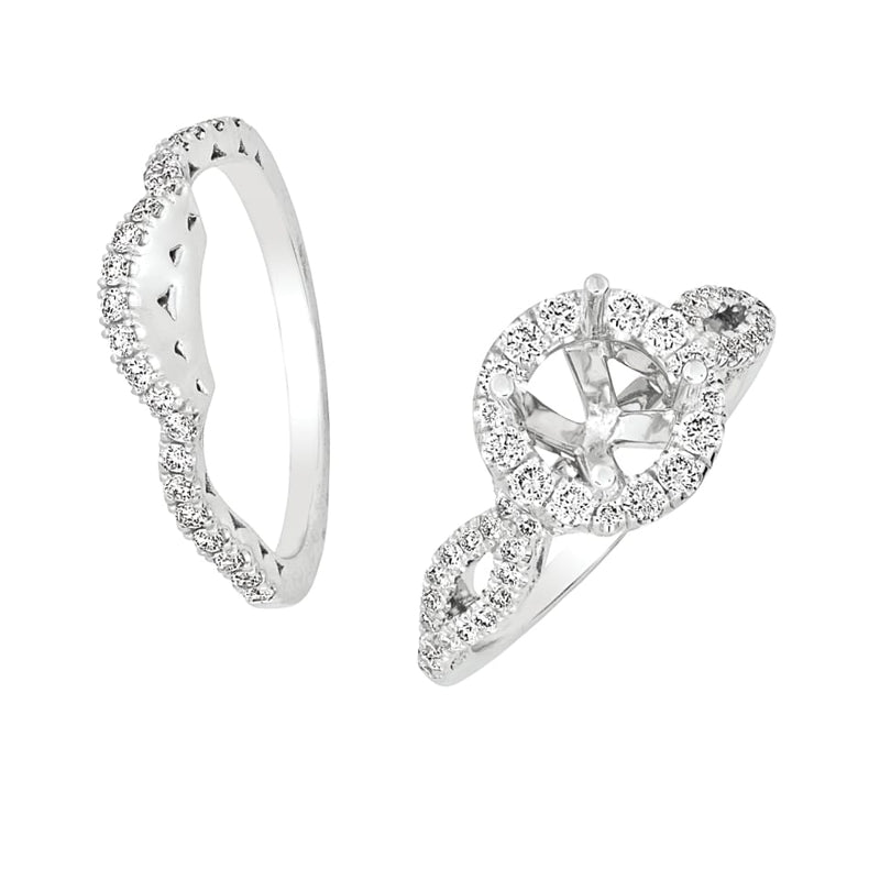 14K White Gold Diamond Semi-Mount Engagement Ring