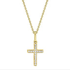 14K Gold Diamond Cross Pendant Necklace