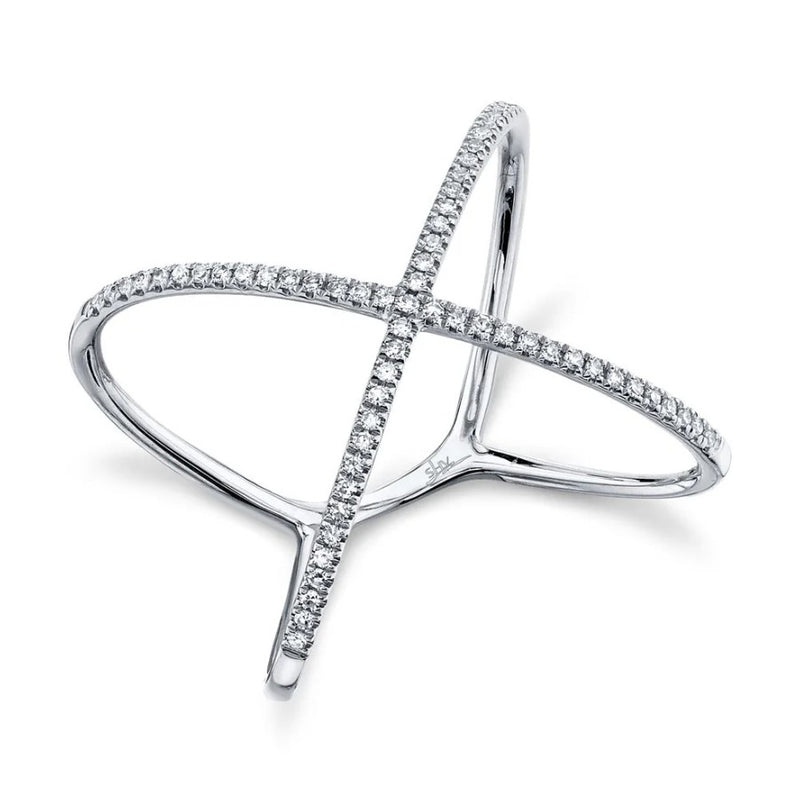 14K White Gold X Diamond Fashion Ring