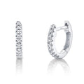 14K White Gold Diamond Huggie Earrings