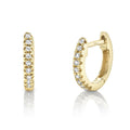 14K Yellow Gold Diamond Huggie Earrings