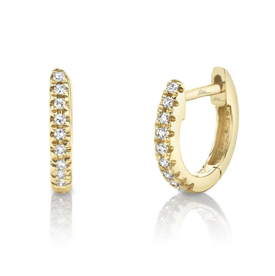 14K Gold Diamond Huggie Earrings