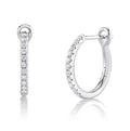14K White Gold Small Diamond Hoop Earrings