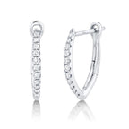 14K White Gold Diamond Huggie Earrings