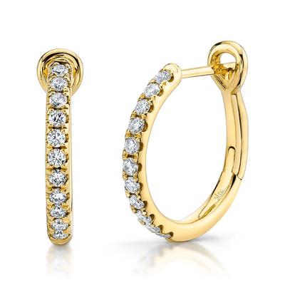 14K Gold Diamond Hoop Earrings