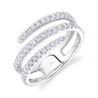 14K White Gold Three Row Diamond Ring