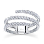 14K White Gold Three Row Diamond Ring