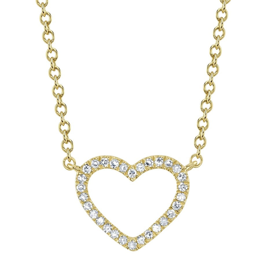 14K Gold Open Heart Diamond Necklace