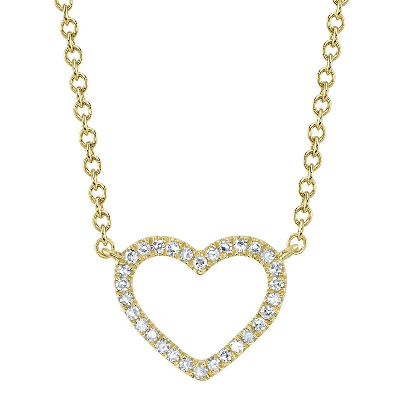 14K Gold Open Heart Diamond Necklace