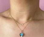 14K Gold Open Heart Diamond Necklace