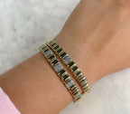 14K Yellow Gold Diamond Panel Bangle Bracelet