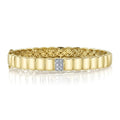 14K Yellow Gold Diamond Panel Bangle Bracelet