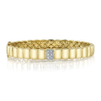 14K Yellow Gold Diamond Panel Bangle Bracelet