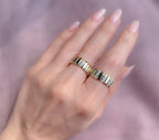 14K Yellow Gold Polished Panel Pave Diamond Fashion Ring