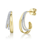 14K Yellow Gold Diamond J-Hoop Earrings