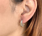 14K Yellow Gold Diamond J-Hoop Earrings
