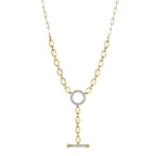 14K Yellow Gold Mariner Link Lariat Diamond Necklace