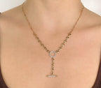 14K Yellow Gold Mariner Link Lariat Diamond Necklace