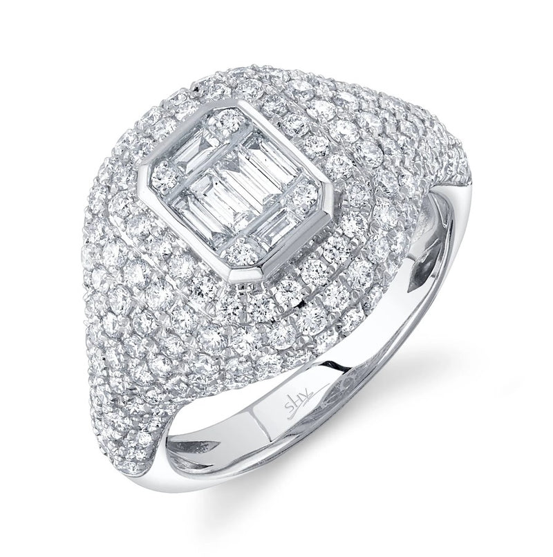 14K White Gold Signet Fashion Ring