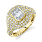 14K Yellow Gold Signet Diamond Fashion Ring