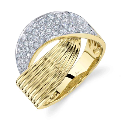 14K Gold Diamond Bypass Ring