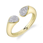 14K Yellow Gold Polished Cuff Pave Diamond Fashion Ring