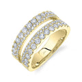 14K Yellow Gold Two Row Pave Diamond Fashion Ring