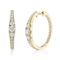 14K Yellow Gold Graduated Diamond Hoop Earrings