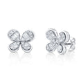 14K White Gold Butterfly Diamond Earrings