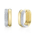 Two Tone 14K Yellow & White Gold Diamond Hoop Earrings