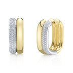 Two Tone 14K Yellow & White Gold Diamond Hoop Earrings