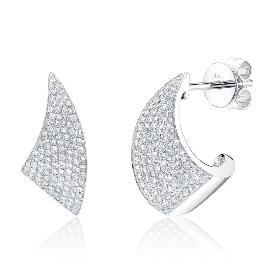 14K White Gold Diamond Pave Wrap Earrings