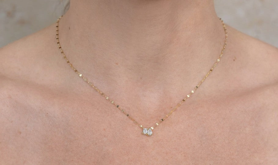 14K Gold Toi Et Moi Diamond Necklace