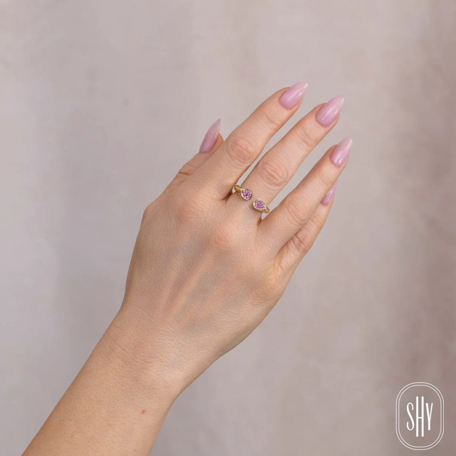 14K Yellow Gold Pink Sapphire Fashion Ring