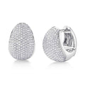 14K White Gold Huggie Hoop Pave Diamond Earrings