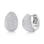 14K White Gold Huggie Hoop Pave Diamond Earrings