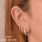 14K Yellow Gold Pearl Huggie Earrings
