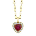 14K Gold Ruby and Diamond Heart Necklace