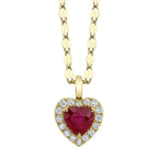 14K Gold Ruby and Diamond Heart Necklace
