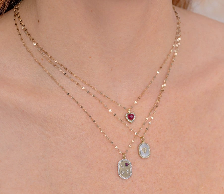 14K Gold Ruby and Diamond Heart Necklace