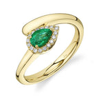 14K Gold Green Emerald Bypass Ring