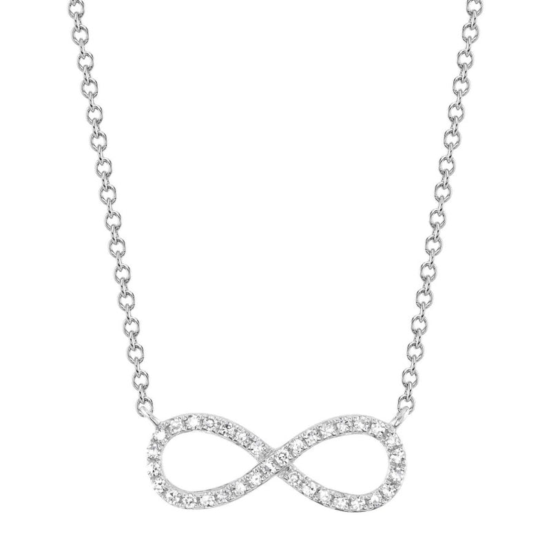 14K White Gold Infinity Diamond Necklace
