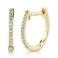 14K Yellow Gold Diamond Huggie Hoop Earrings