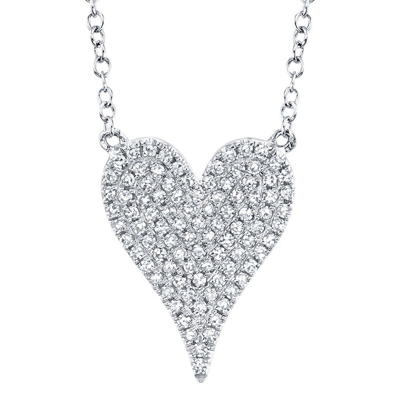 14K White Gold Diamond Heart Necklace