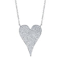 14K White Gold Pave Heart Necklace