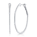 14K White Gold Oval Diamond Hoop