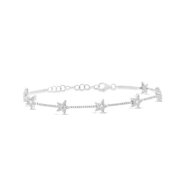Lady's White 14 Karat Star Bracelet With 0.84Tw Round Diamonds