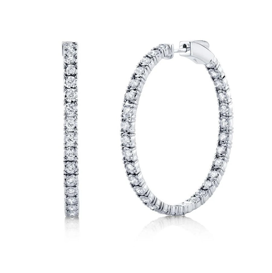 14K White Gold Miracle Set Diamond Hoop Earrings