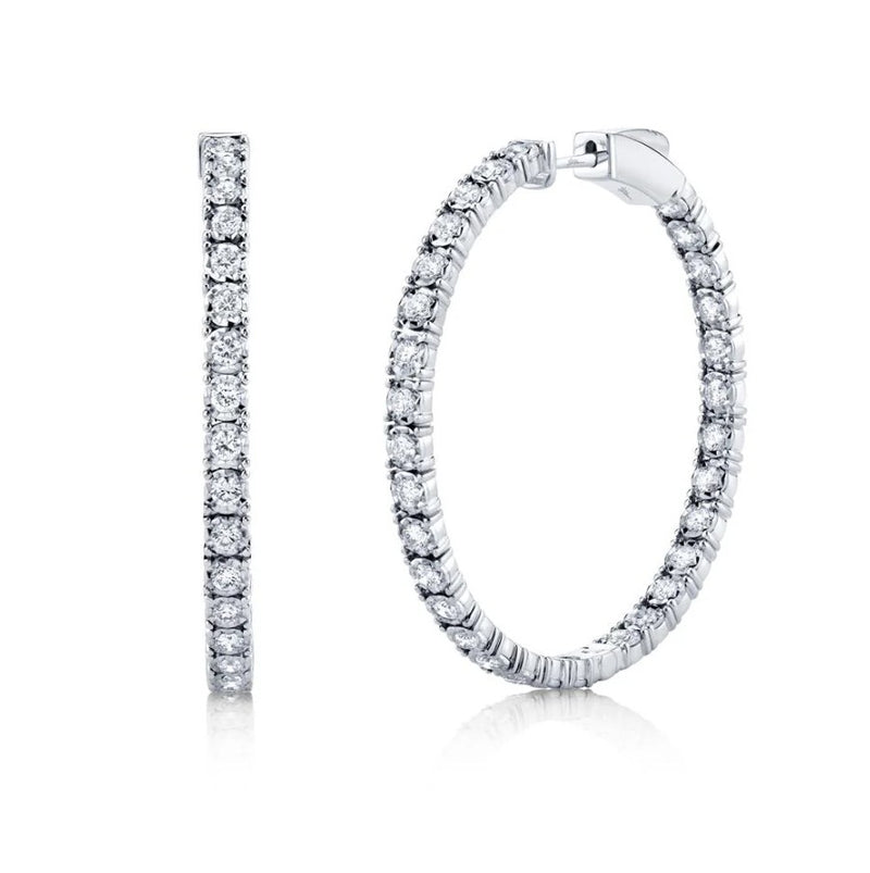 14K White Gold Miracle Set Diamond Hoop Earrings